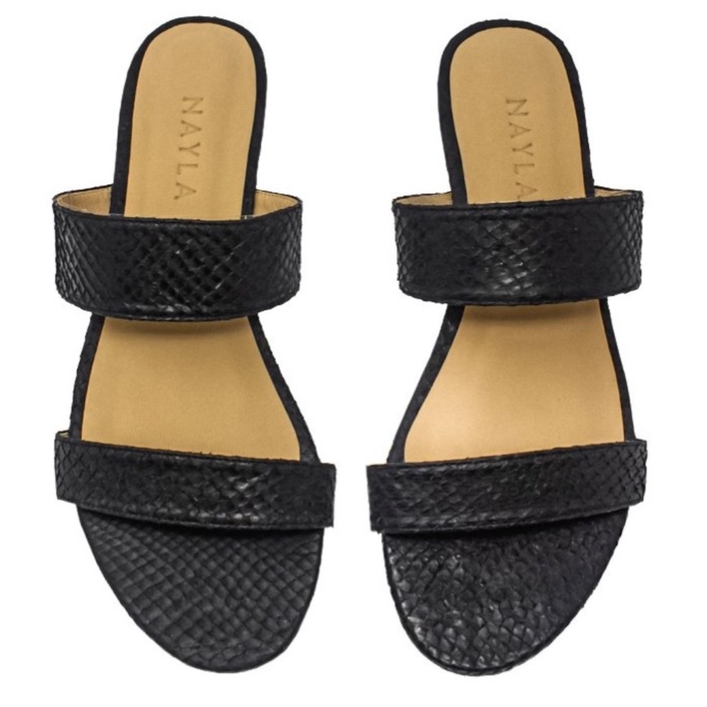 NAYLA Jules in Fishscale leather sandals NEW python flats